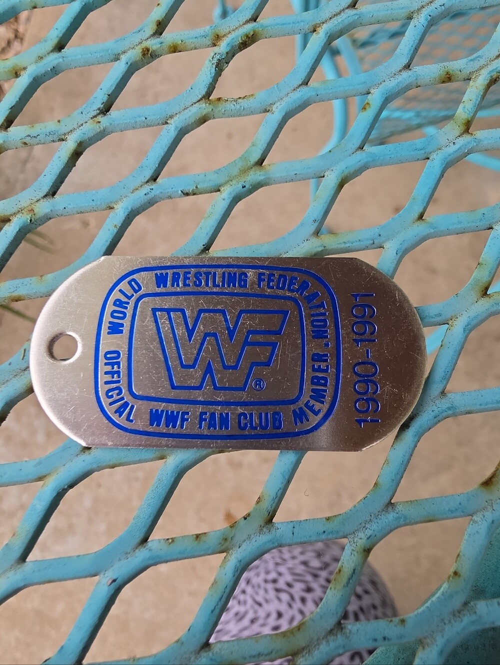 Vintage 1990 1991 WWF World Wrestling Federation Fan Club Member Dog Tags Metal